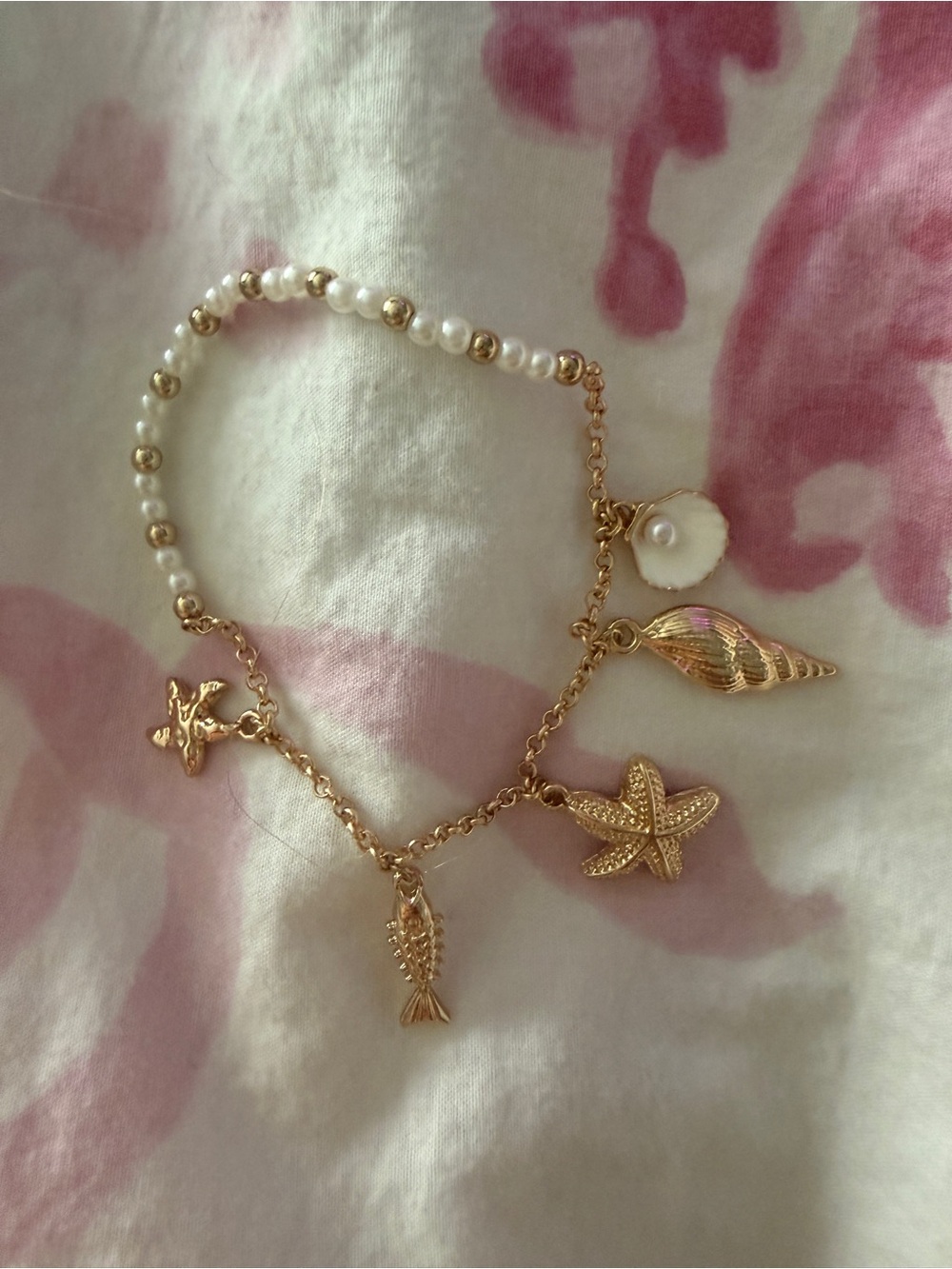REVOLVE Gold-Tone Ocean Charm Bracelet with Pearls